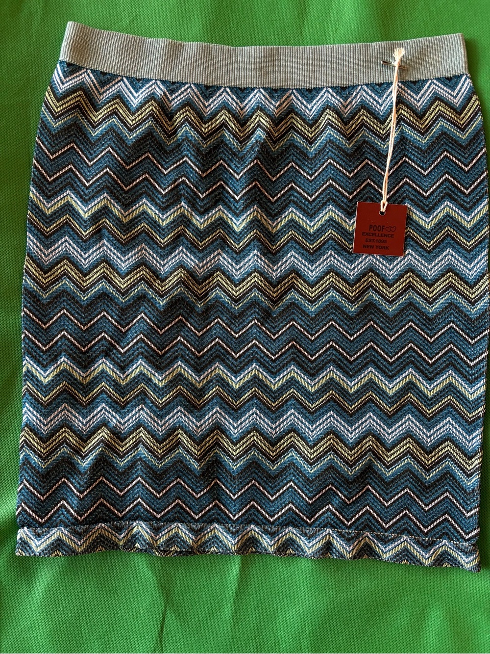 Poof! Muticolored Zigzag/Chevron Knit Mini Skirt